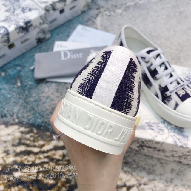 DIOR女鞋 迪奧2021專櫃新款立體刺繡墊腳板鞋 Dior彩虹系列刺繡系帶休閒鞋  naq1545